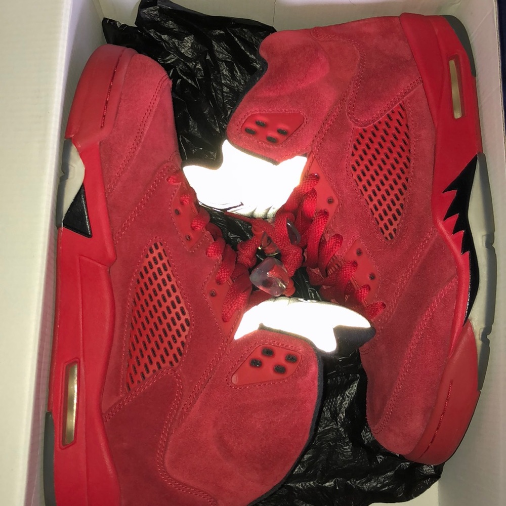Red suede Jordan 5’s